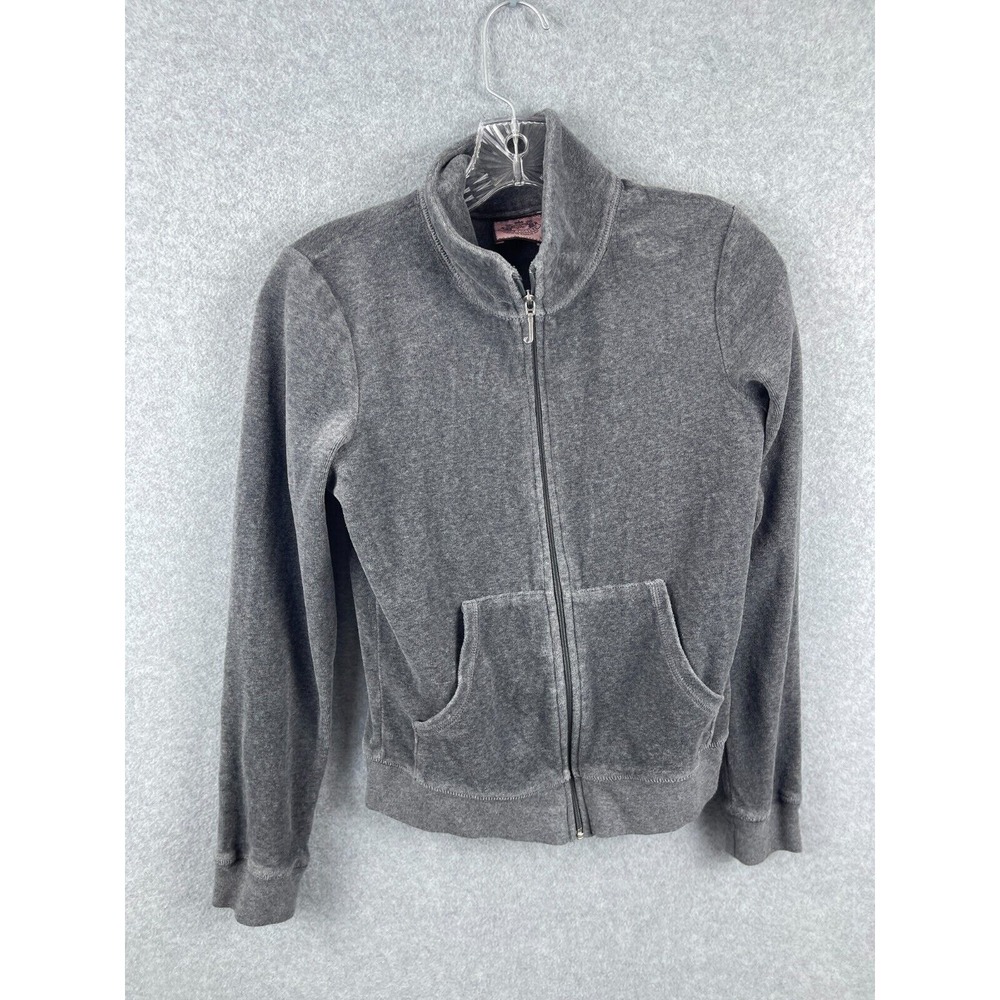 Juicy Couture Full Zip Sweatshirt Women's M Gray Long Sleeve Fleece Spellout